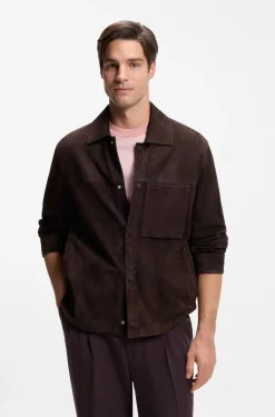 Jacke aus Veloursleder mit Druckknopfverschluss