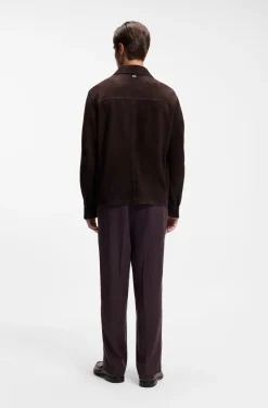 Jacke aus Veloursleder mit Druckknopfverschluss