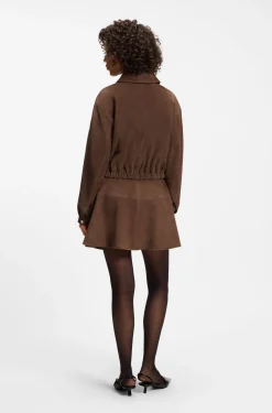 Jacke aus Veloursleder mit gerafftem Saum