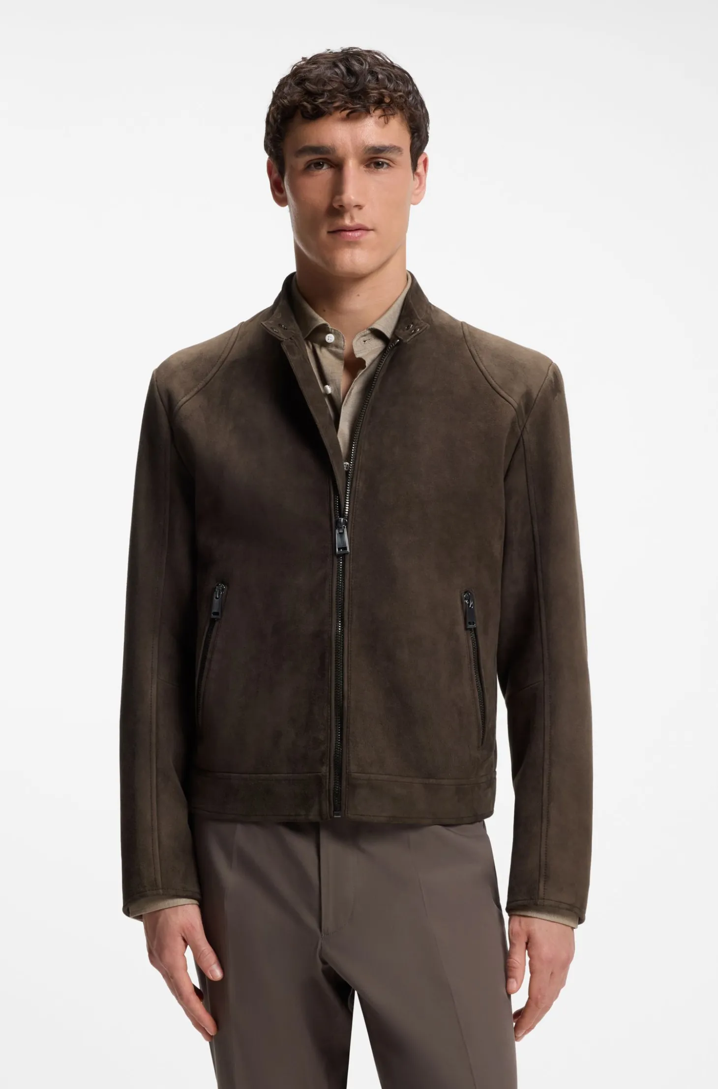 Jacke aus Veloursleder mit Reißverschlüssen an den Manschetten