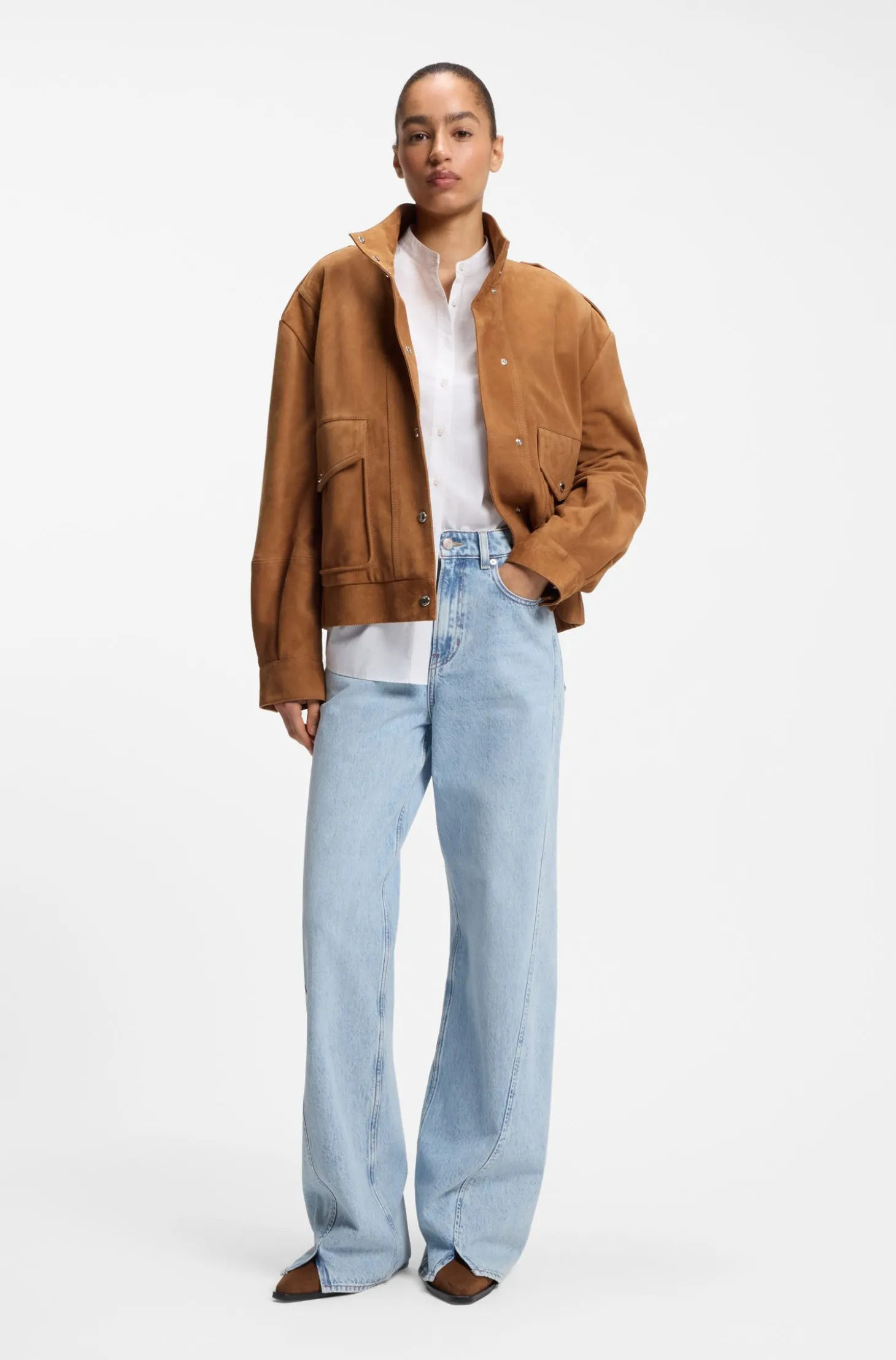 Jacke im Blouson-Stil aus Veloursleder