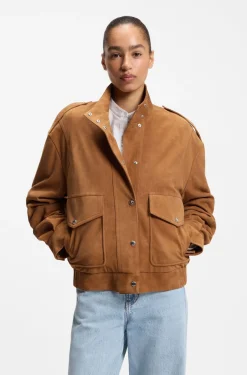 Jacke im Blouson-Stil aus Veloursleder