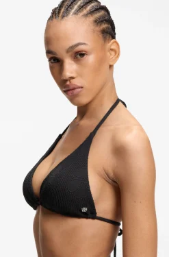 Jacquard-Bikinitop mit Stacked-Logo-Anhänger