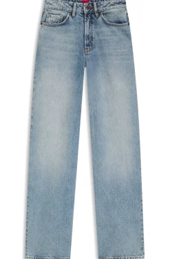Jeans aus blauem Baumwoll-Denim mit weitem Beinverlauf
