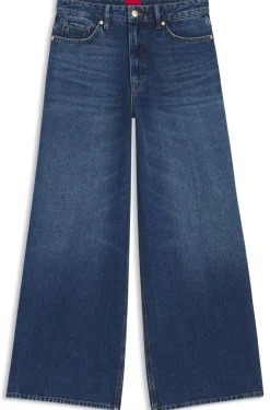 Jeans aus festem blauem Denim mit weitem Beinverlauf