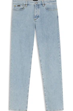 Jeans aus leuchtend blauem Stretch-Denim