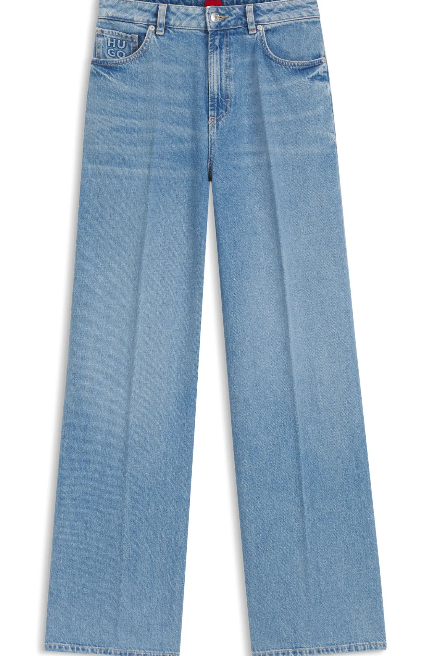 Jeans mit weitem Bein aus hellblauem Denim