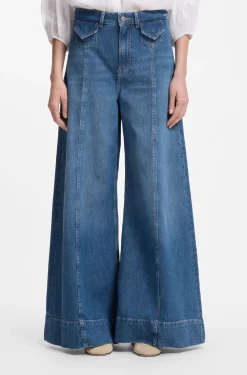 Jeans mit weitem Beinverlauf und hohem Bund in Vintage-Waschung
