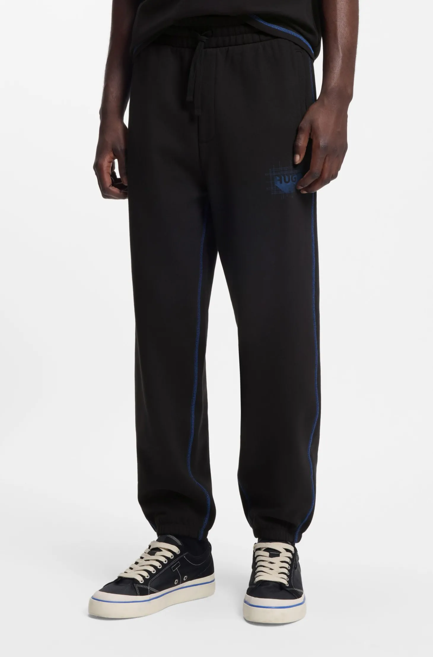 Jogginghose aus Baumwoll-Terry mit Logo und kontrastfarbenen Nähten