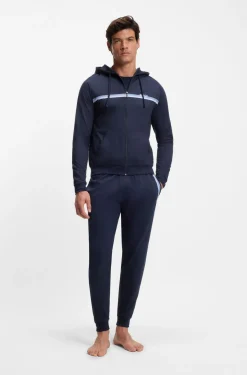 Jogginghose aus Baumwoll-Terry mit Logo und Streifen