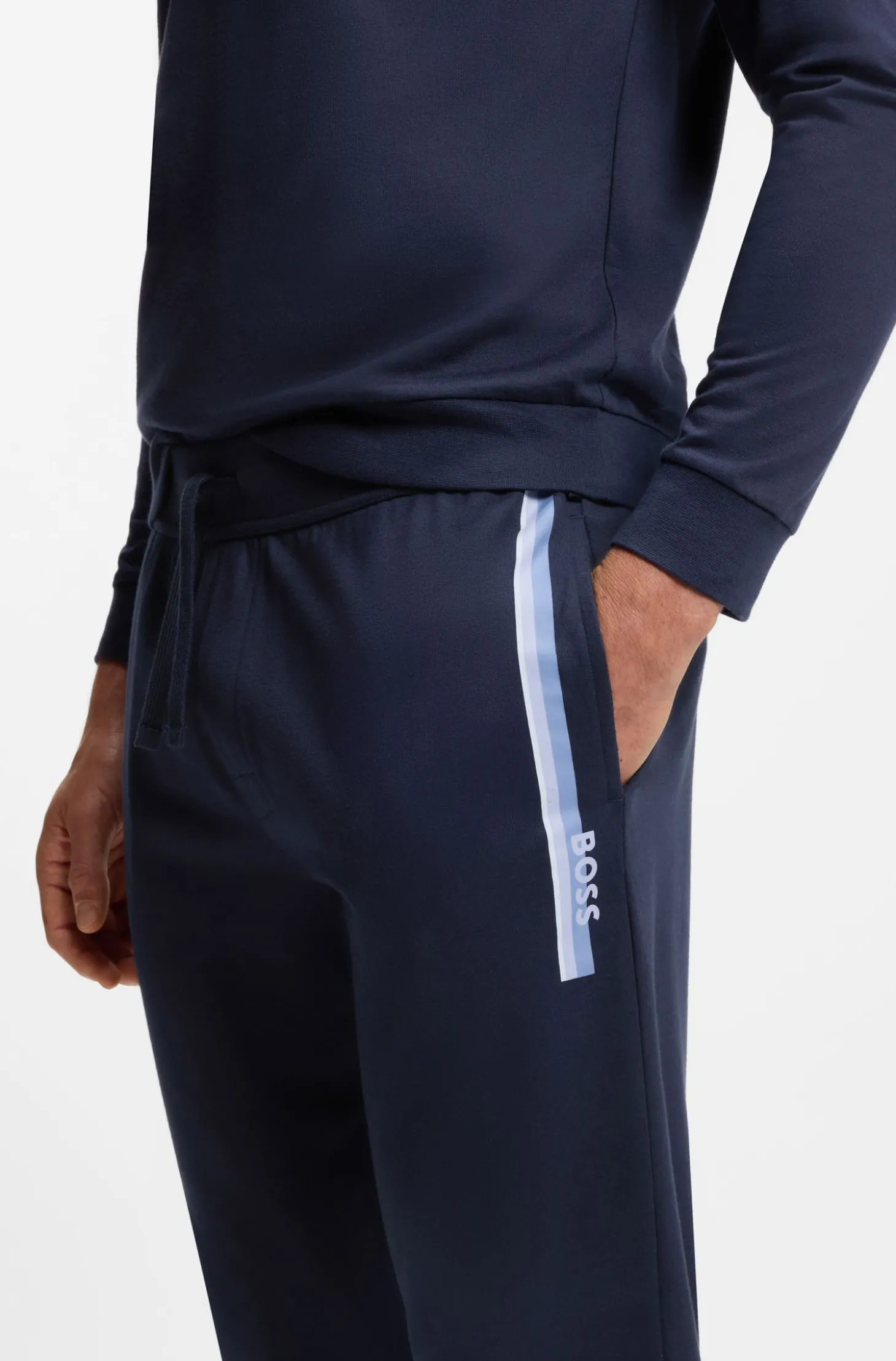 Jogginghose aus Baumwoll-Terry mit Logo und Streifen