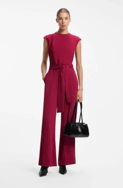 Jumpsuit aus Krepp mit Gürtel