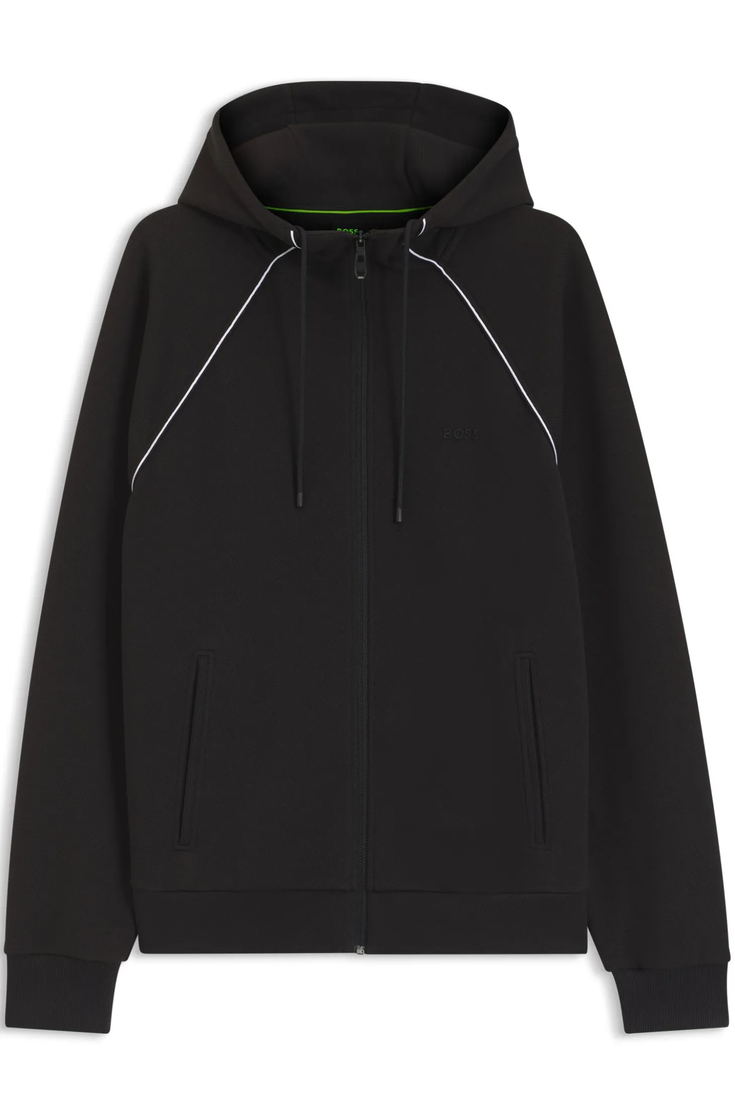 Kapuzenjacke aus Baumwoll-Mix mit Paspeln