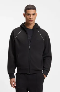 Kapuzenjacke aus Baumwoll-Mix mit Paspeln