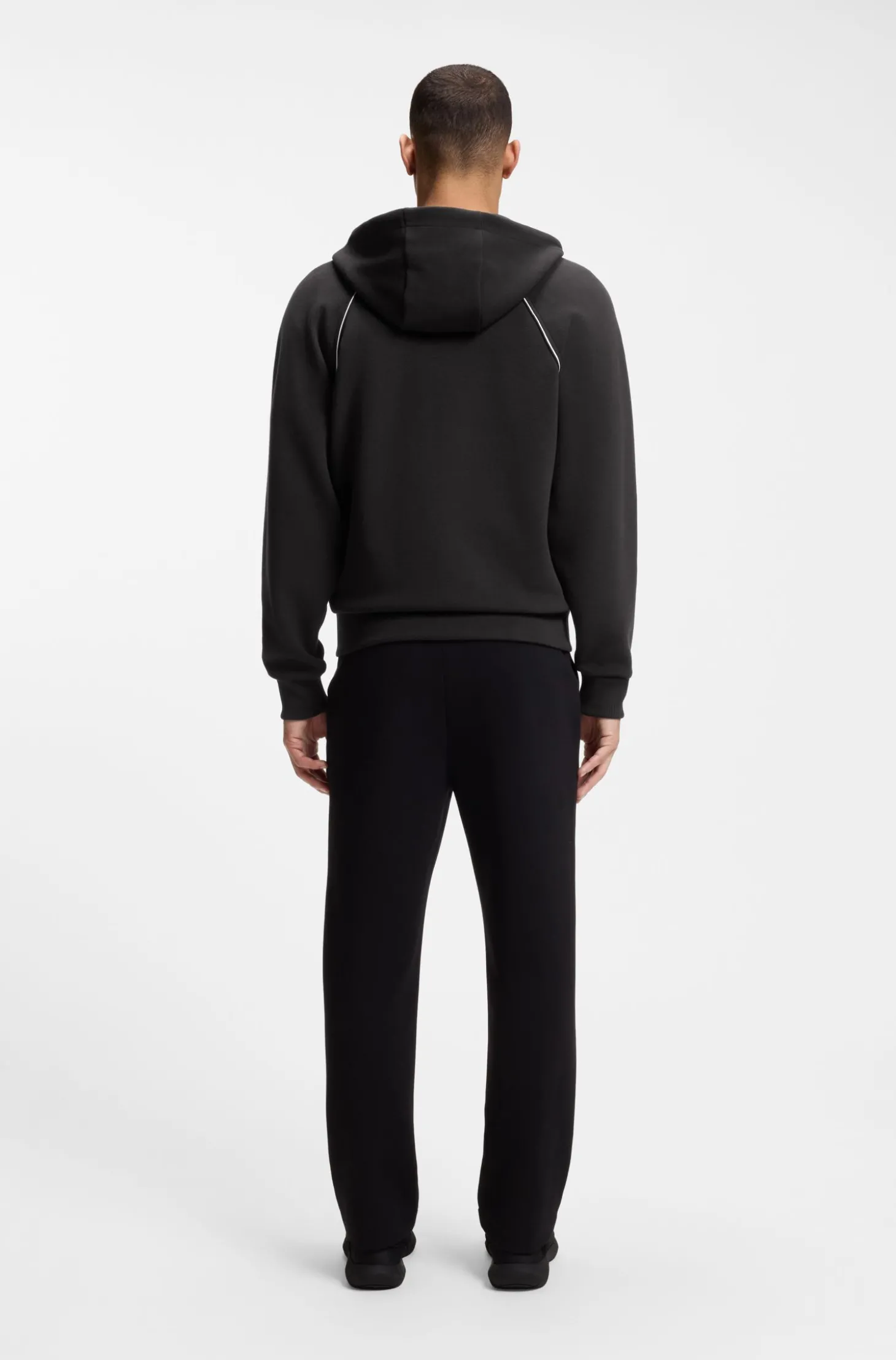 Kapuzenjacke aus Baumwoll-Mix mit Paspeln