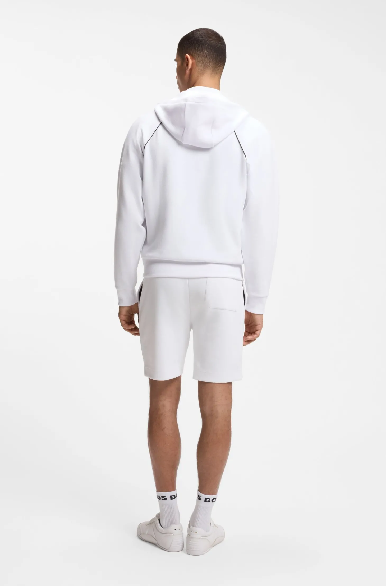 Kapuzenjacke aus Baumwoll-Mix mit Paspeln