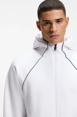 Kapuzenjacke aus Baumwoll-Mix mit Paspeln