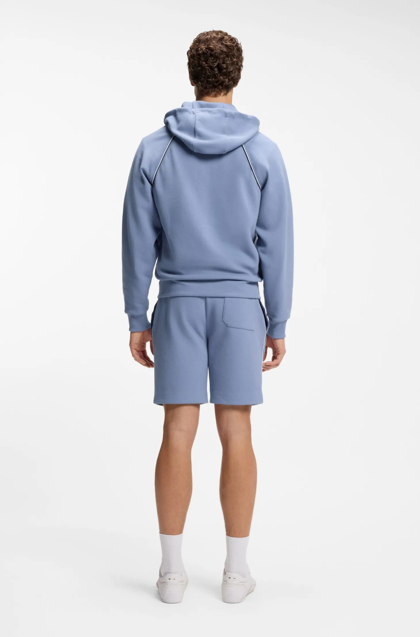 Kapuzenjacke aus Baumwoll-Mix mit Paspeln