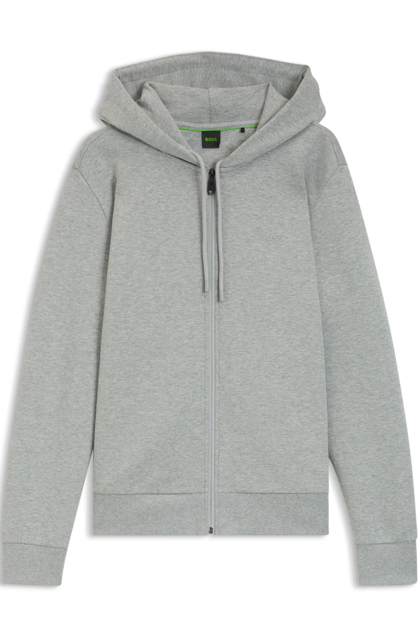 Kapuzenjacke aus Stretch-Baumwolle mit Reißverschluss und Logo-Detail