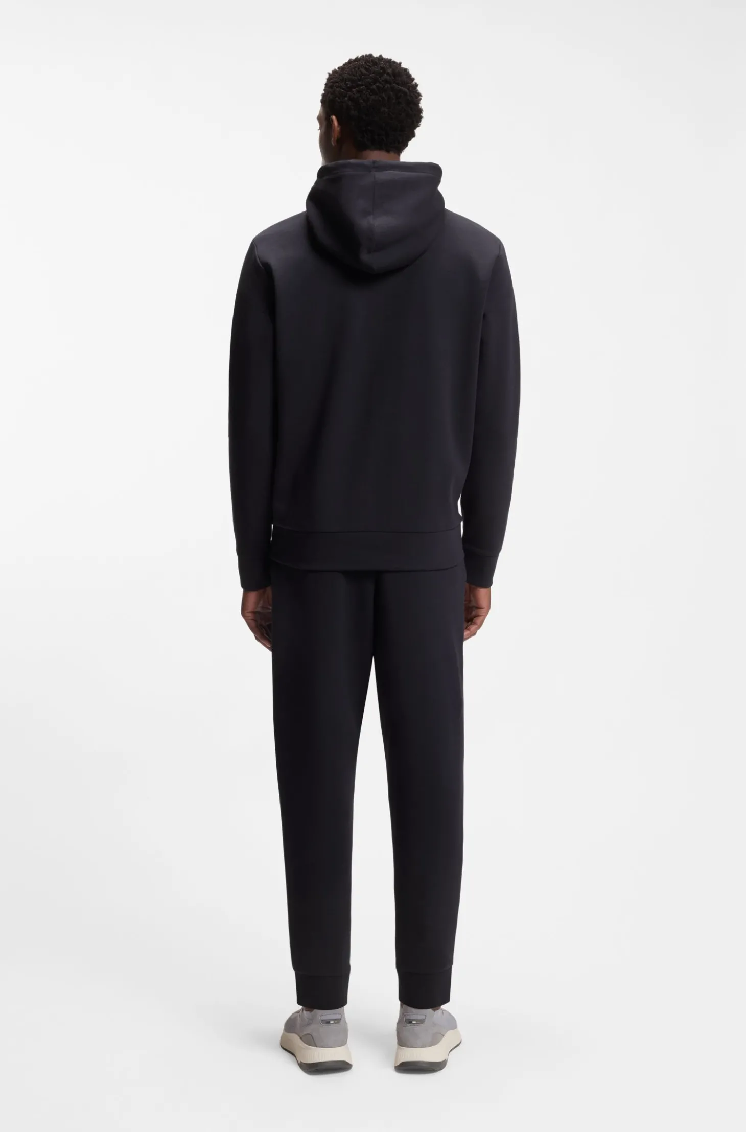 Kapuzenjacke aus Stretch-Baumwolle mit Reißverschluss und Logo-Print