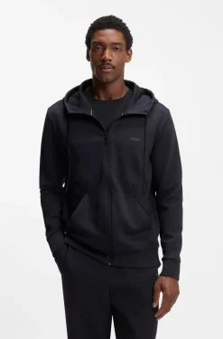 Kapuzenjacke aus Stretch-Baumwolle mit Reißverschluss und Logo-Print