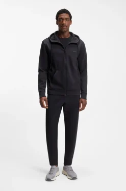 Kapuzenjacke aus Stretch-Baumwolle mit Reißverschluss und Logo-Print