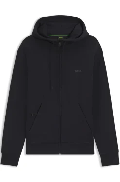 Kapuzenjacke aus Stretch-Baumwolle mit Reißverschluss und Logo-Print