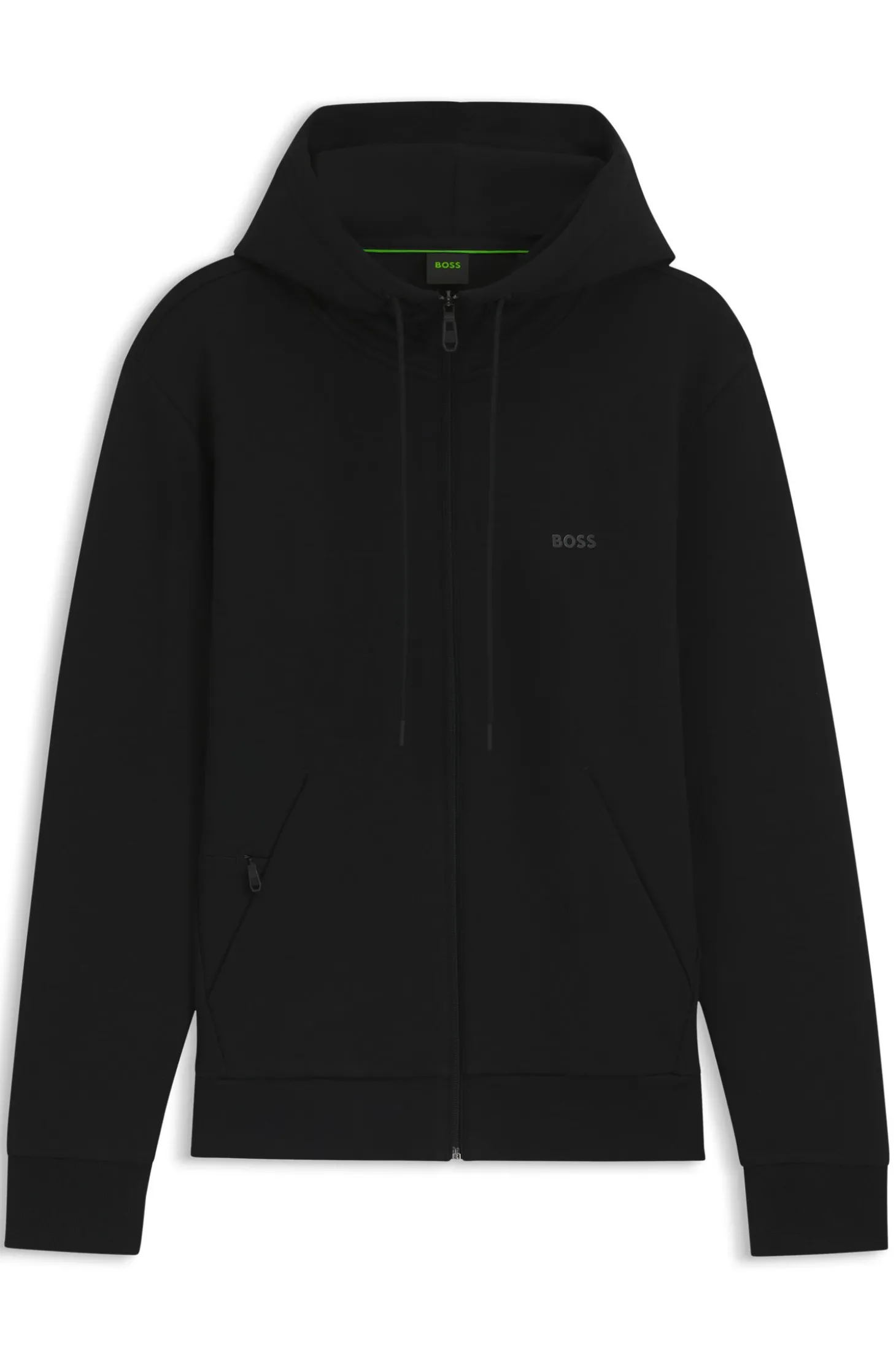 Kapuzenjacke aus Stretch-Baumwolle mit Reißverschluss und Logo-Print