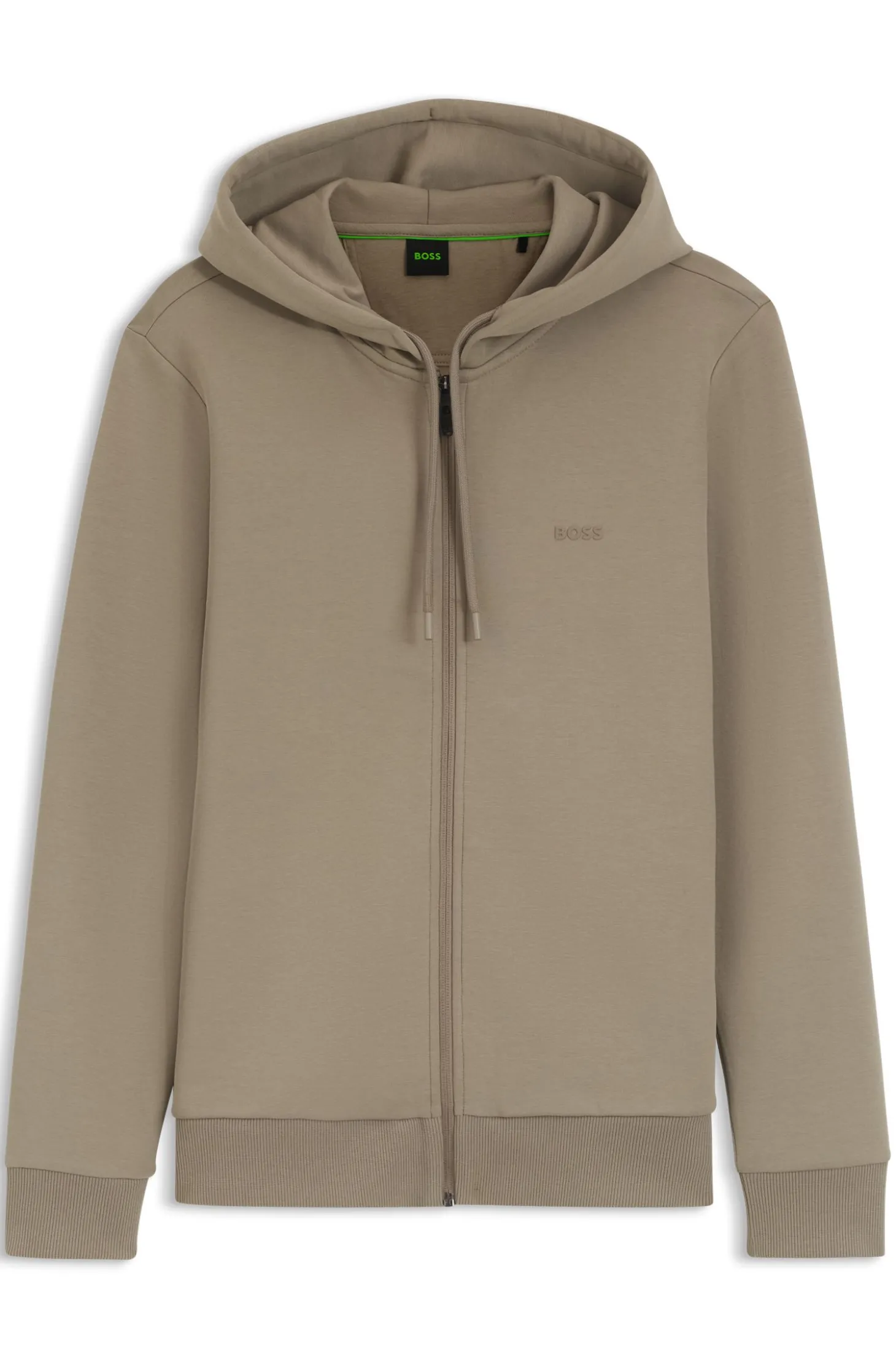 Kapuzenjacke aus Stretch-Baumwolle mit Reißverschluss und Logo-Detail