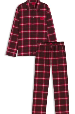Karierter Pyjama aus Baumwolle mit Logo-Labels