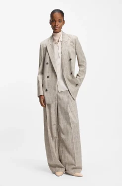 Karierter Regular-Fit Blazer aus elastischem Woll-Mix