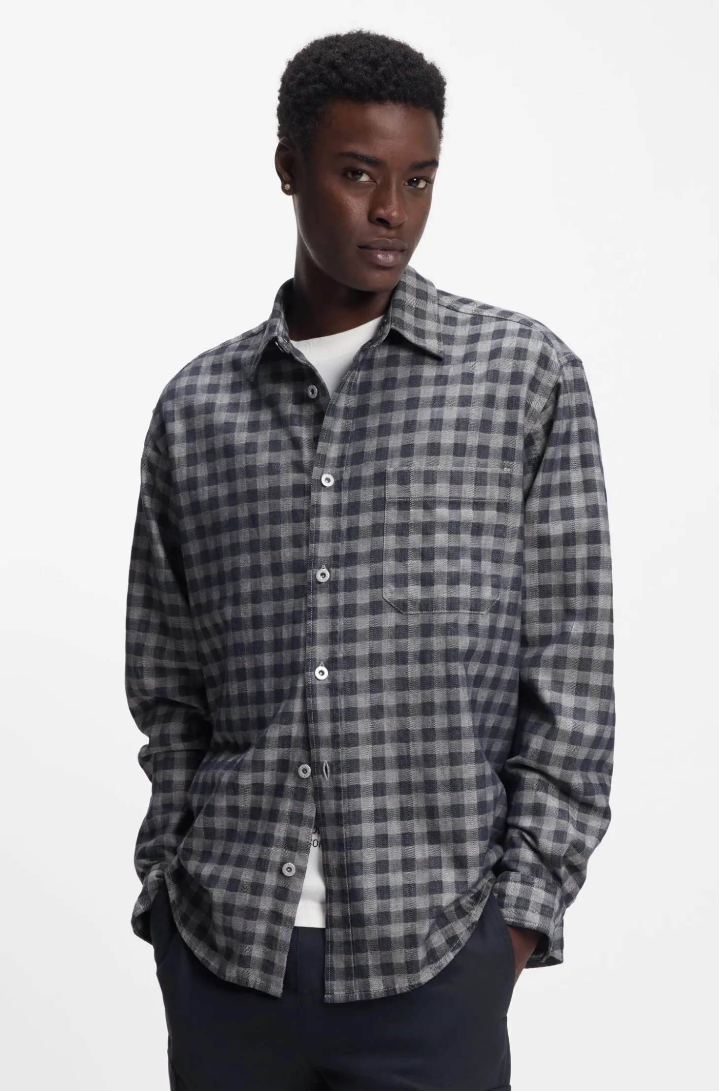 Kariertes Oversized Hemd aus Baumwoll-Twill
