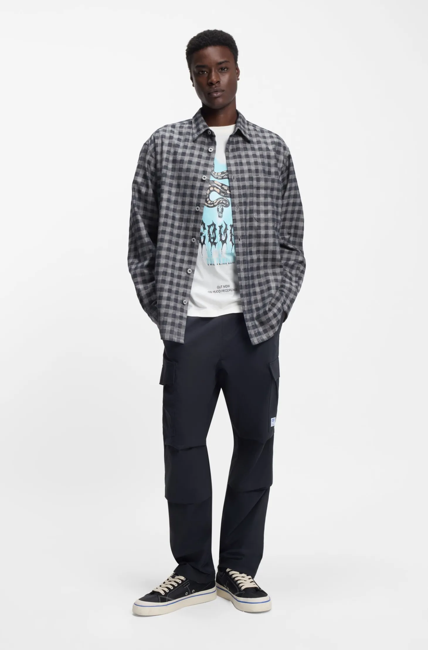 Kariertes Oversized Hemd aus Baumwoll-Twill