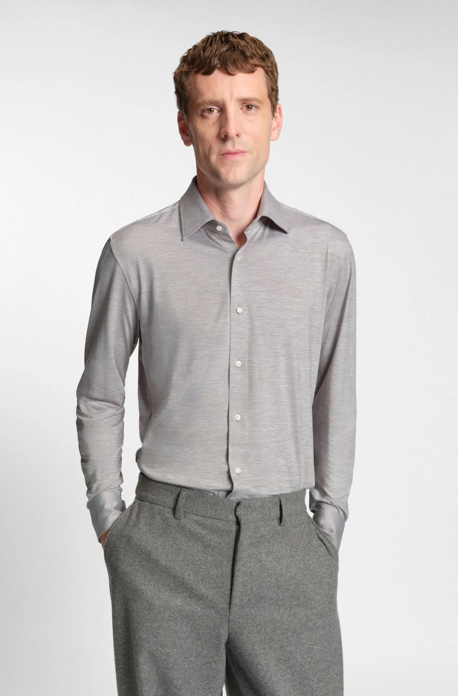 Kariertes Slim-Fit Hemd aus funktionalem Stretch-Flanell mit gebürstetem Finish