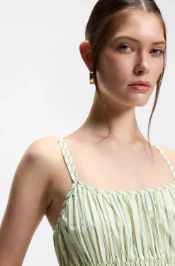 Kleid aus Baumwoll-Popeline mit vertikalen Streifen