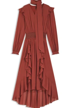 Kleid aus Krepp-Georgette mit abnehmbarem Schal