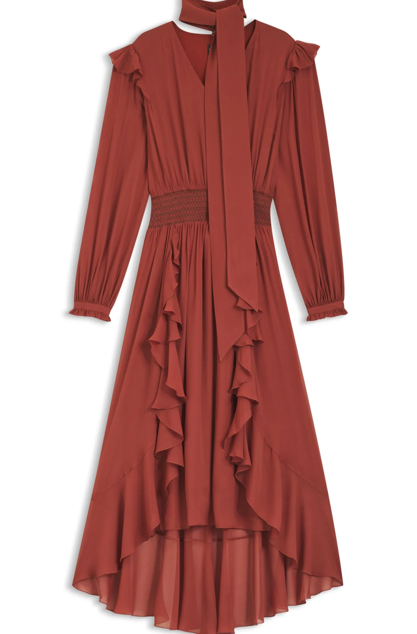 Kleid aus Krepp-Georgette mit abnehmbarem Schal