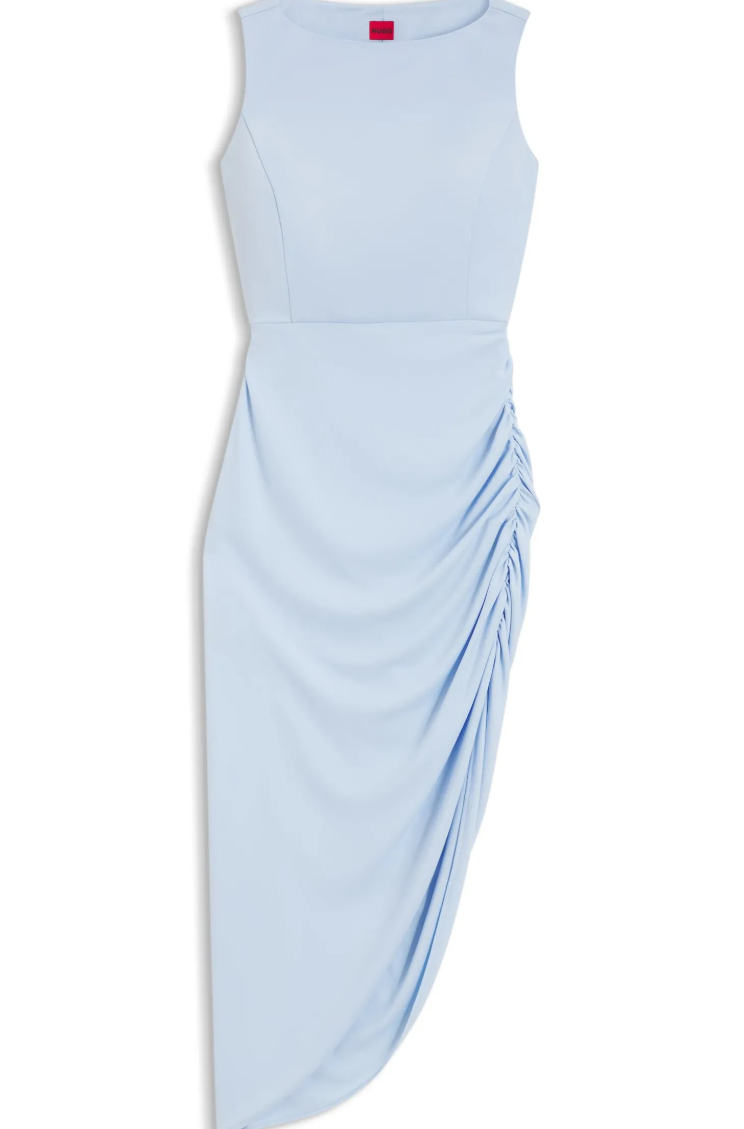 Kleid aus Krepp mit gerafftem asymmetrischem Saum