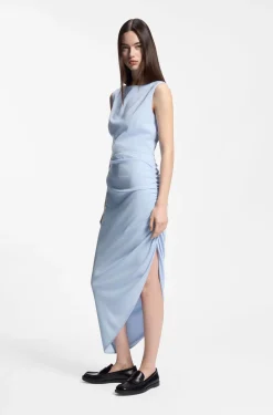 Kleid aus Krepp mit gerafftem asymmetrischem Saum