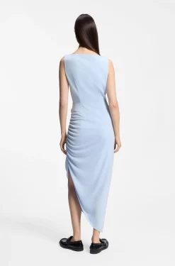 Kleid aus Krepp mit gerafftem asymmetrischem Saum