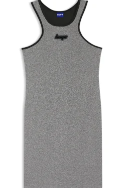 Kleid aus schimmerndem Jersey mit Racerback und Logo-Aufnäher aus Silikon