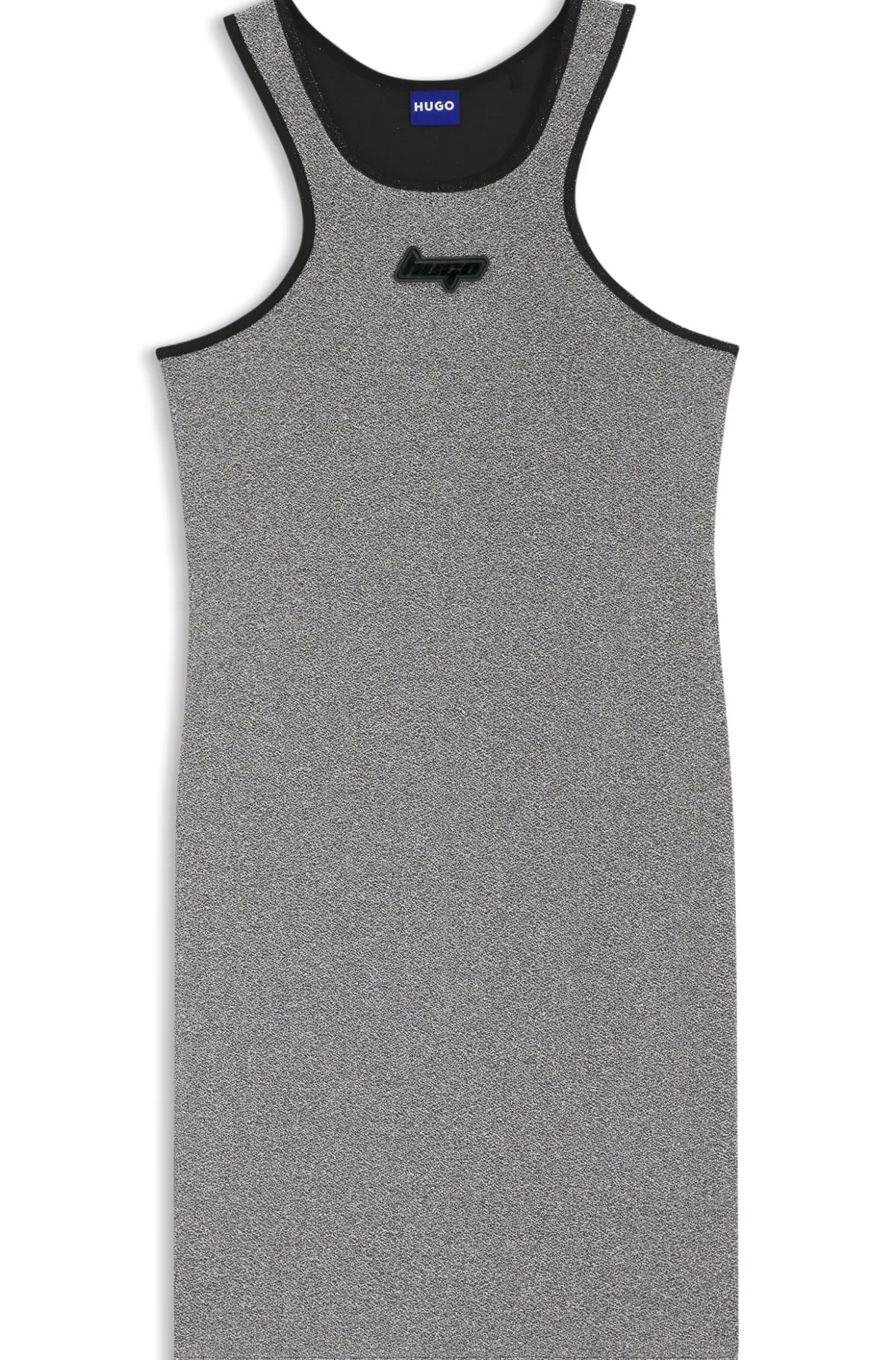 Kleid aus schimmerndem Jersey mit Racerback und Logo-Aufnäher aus Silikon