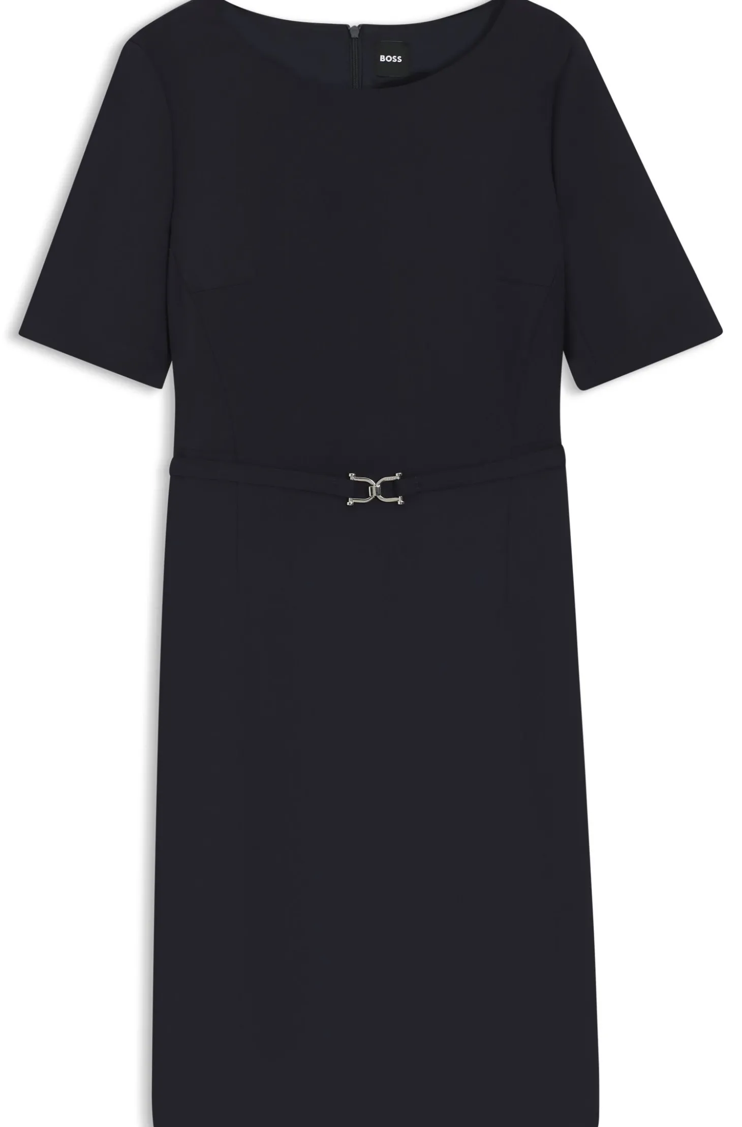 Kleid aus Schurwolle mit Metall-Detail am Gürtel