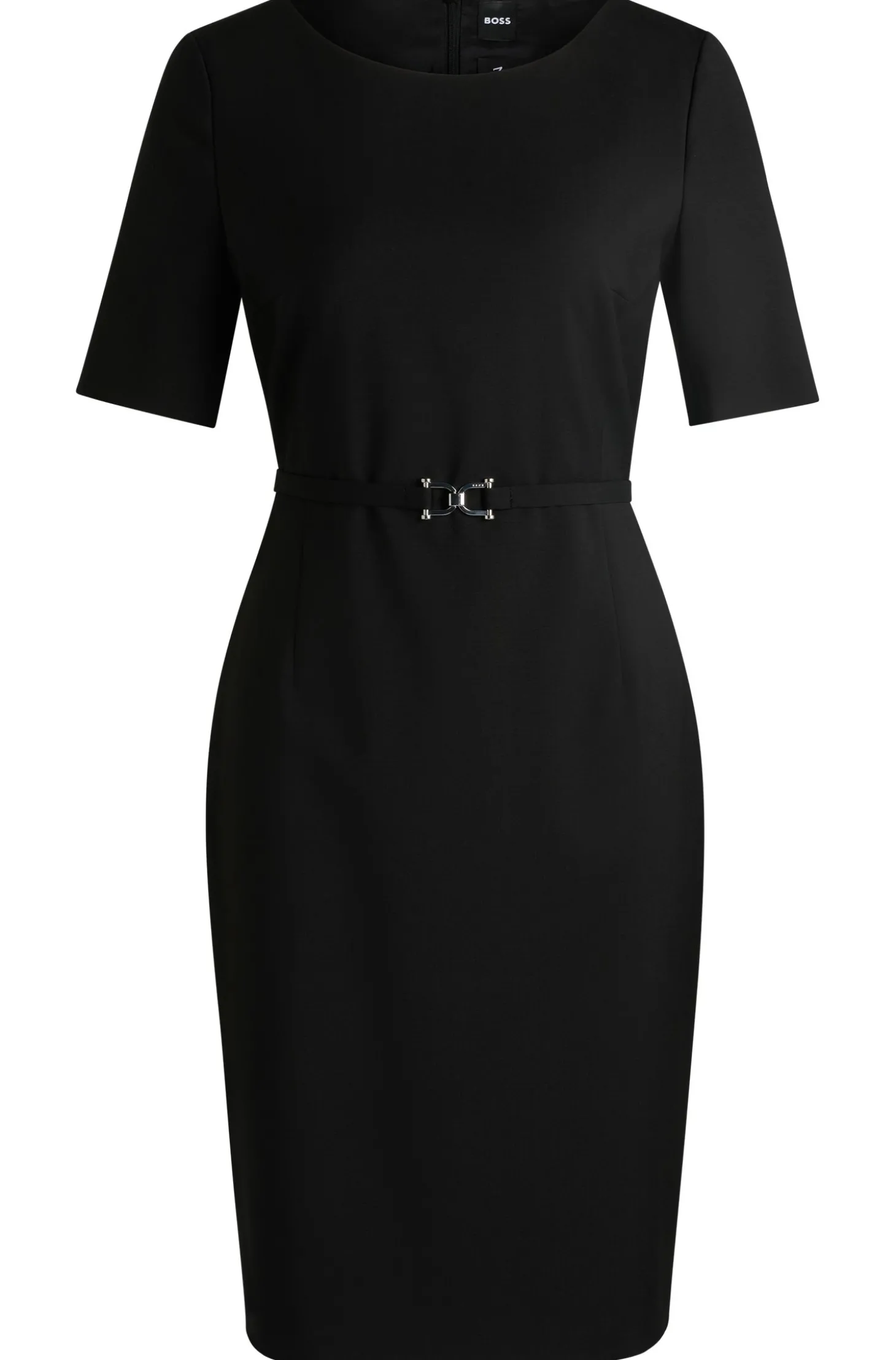 Kleid aus Schurwolle mit Metall-Detail am Gürtel