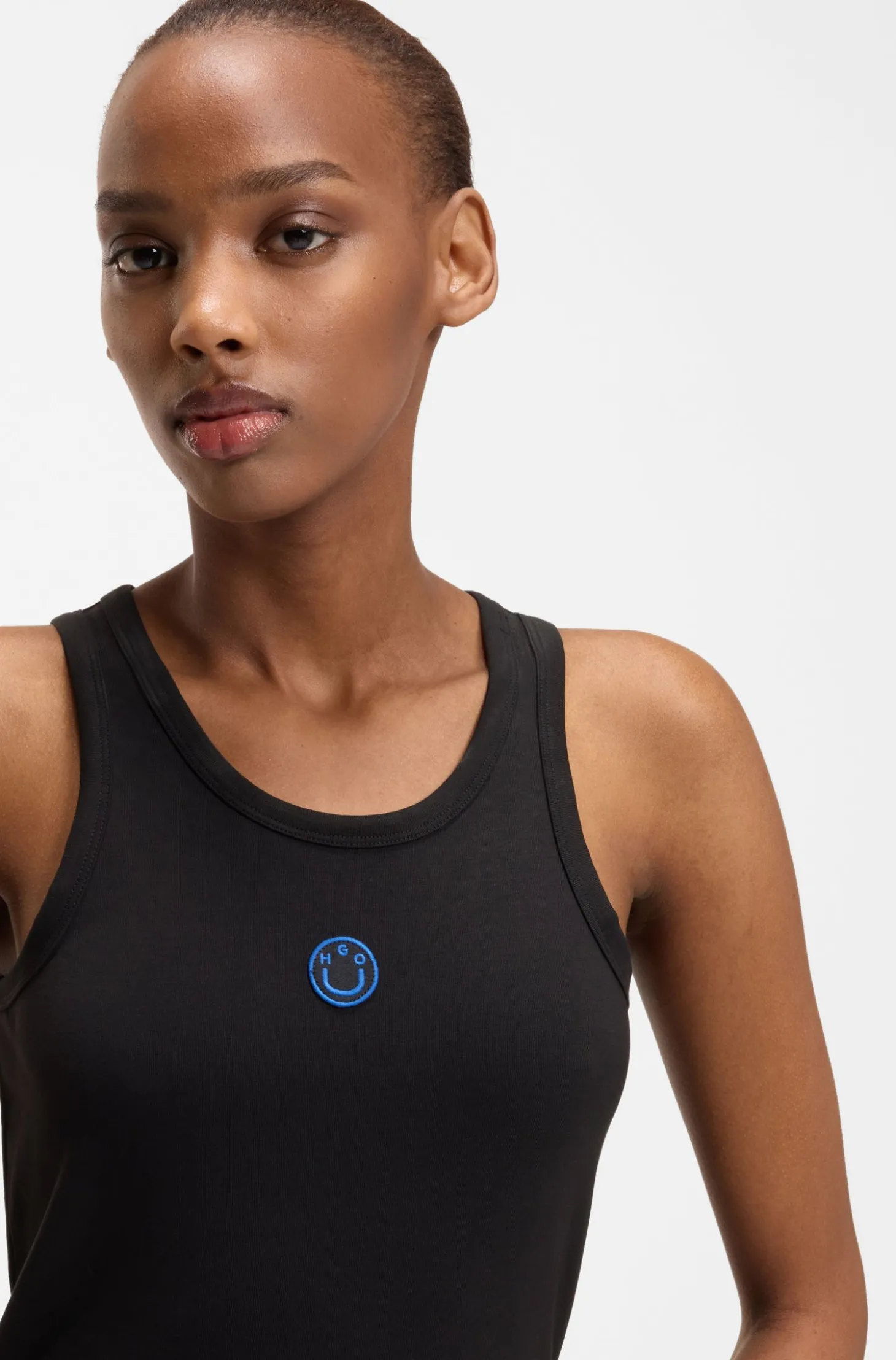 Kleid aus Stretch-Baumwolle mit Happy HUGO Logo