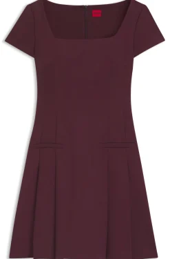 Kleid aus Stretch-Gewebe mit eckigem Ausschnitt