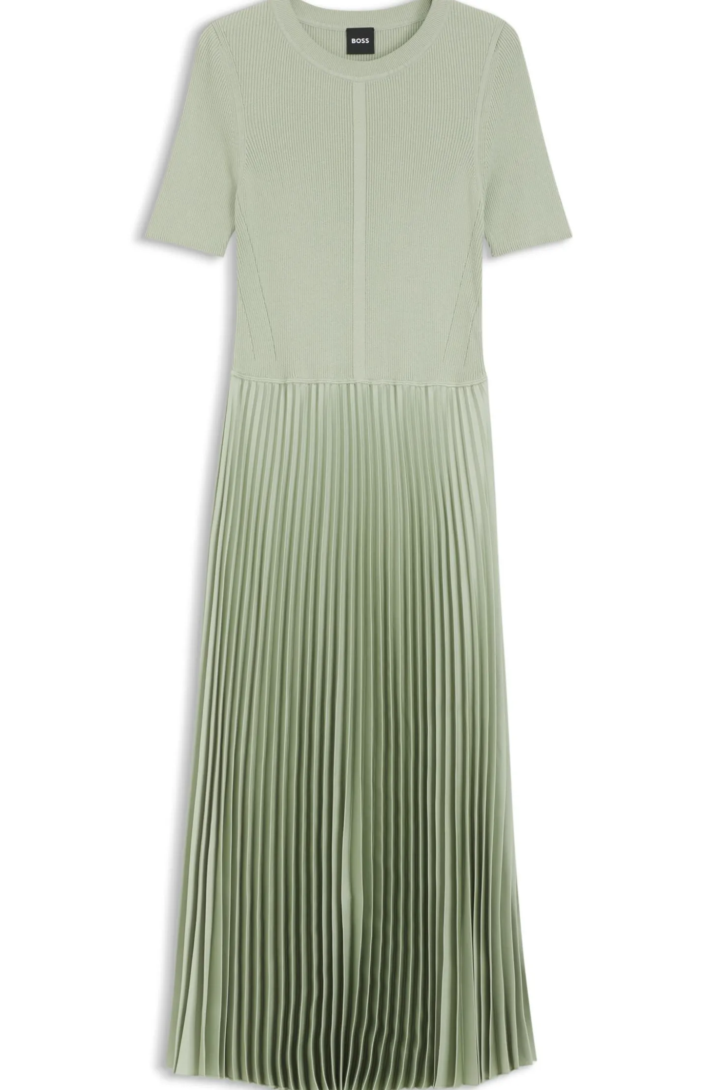 Kleid aus verschiedenen Materialien mit Faltenrock