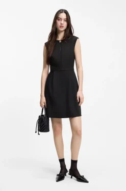 Kleid mit Cap-Ärmeln und Schlüsselloch-Ausschnitt mit Hardware-Besatz