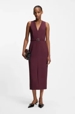Kleid mit V-Ausschnitt und Schließe