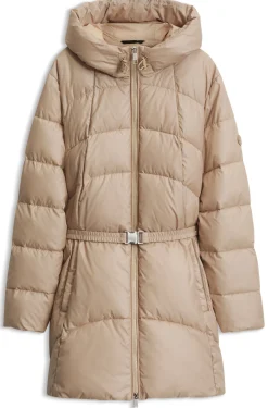 Knielange Jacke mit Kapuze und abnehmbarem Gürtel